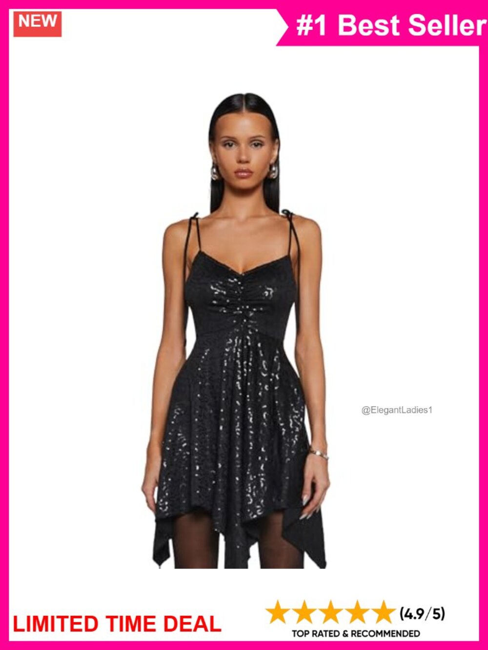 Sequin Off-Shoulder Mini Dress Fairycore Handkerchief Hem Party